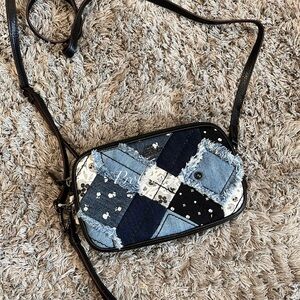 NWT Coach Crossbody Clutch Bag In Canyon Quilt Denim Patchwork Leather 65723